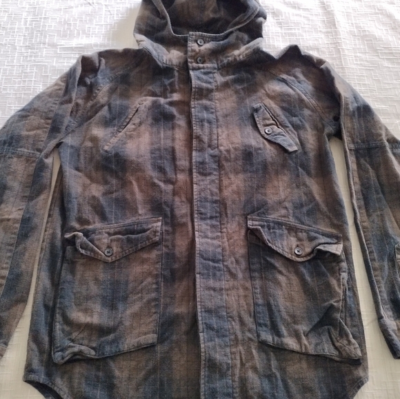 Comune Jacket Shacket Plaid Skater Grunge hooded XL Multicolor - Picture 2 of 11